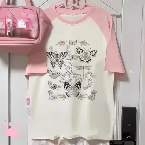 Goblincore t-shirts women stretchy designer elegant Tee female graphic Japanese comic clothing