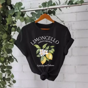 Summer Short Sleeved Round Neck Women Tshirt Cute Lemon Pattern Printed T-shirt Cotton Vintage Graphic T Shirts Female Clothing